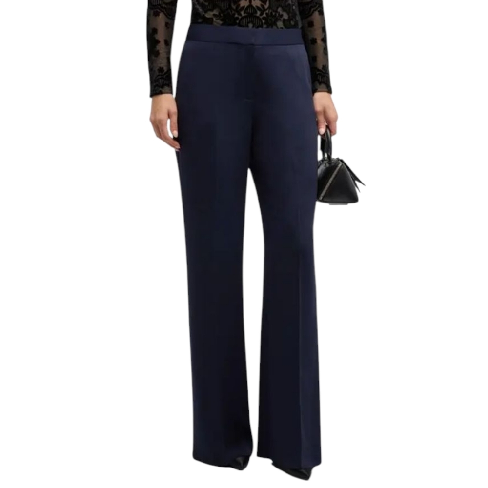 KOBI HALPERIN Navy Blue SONNET Luxe Stretch Viscose Straight Leg Pants Size 8